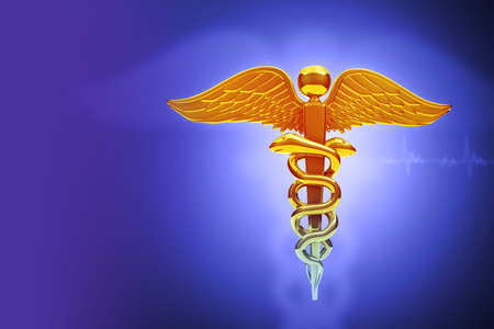 Medical Snake Caduceus Logo, Medical symbol. 3d illustration