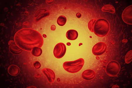 Red blood cells in vein. 3d illustrationの写真素材