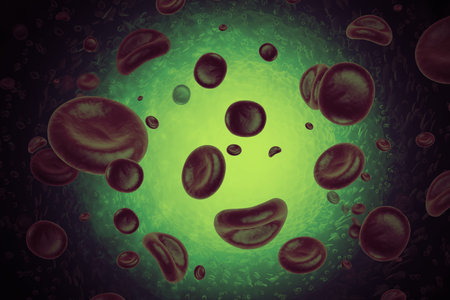 Blood cells in vein. 3d illustration