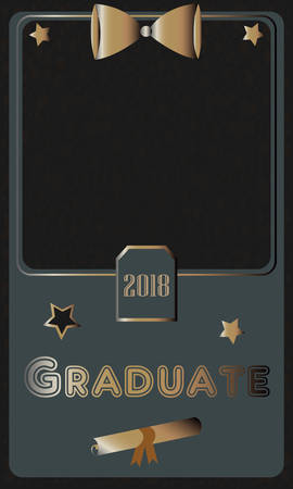 2018 Graduate Photo frame. Rich Golden style on Dark Background. Flat Design.のイラスト素材