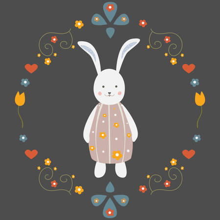 Cute Bunny Character for cards.のイラスト素材