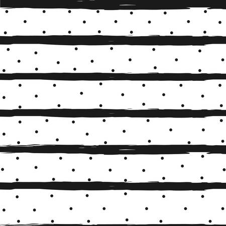 Seamless Pattern with black stripes and dots. Vector Illustration.&#xA;のイラスト素材