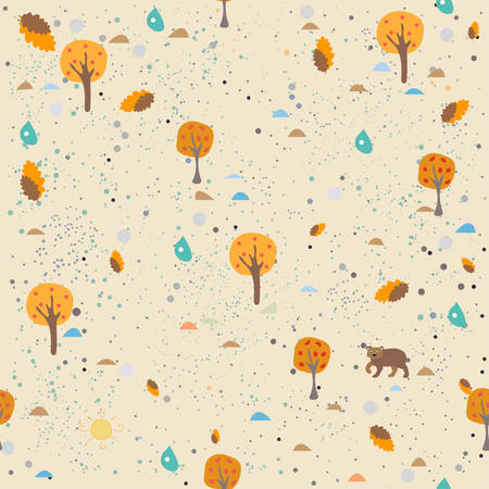 Hand Drawn Seamless Pattern with plants and berries.のイラスト素材