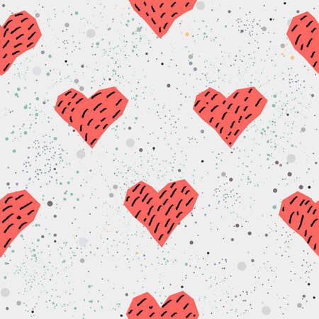 Cute Hearts Background. Seamless Pattern with hearts. Vector Illustration.の写真素材