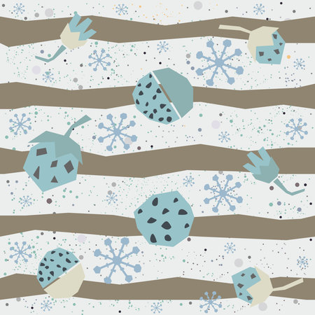 Seamless Pattern with plants and strawberry. Vector Illustration.