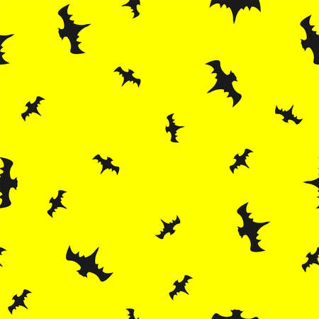 Seamless pattern with bats on yellow background. Halloween Theme. Vector Illustration
の写真素材