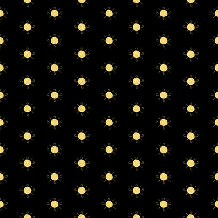 Cute Golden sun seamless pattern on black. Vector Illustrationの写真素材