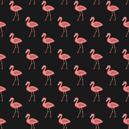 Seamless pattern with pink flamingos on white background. Vector Illustrationの写真素材