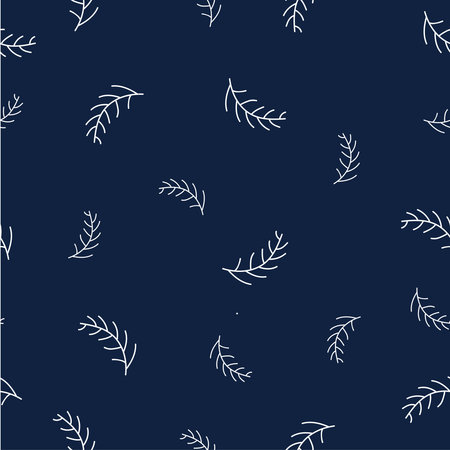 Seamless pattern with spruce branches on bright background. Vector illustration.