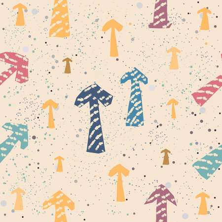 Cute seamless pattern with arrows pointing up. Repeating pattern on dotted messy background. Vector...