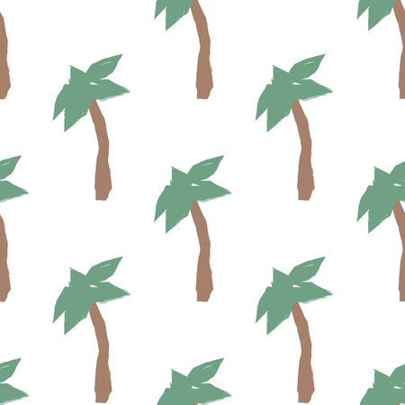 Summer seamless pattern with hand drawn palm trees. Repeating summer Pattern.の写真素材