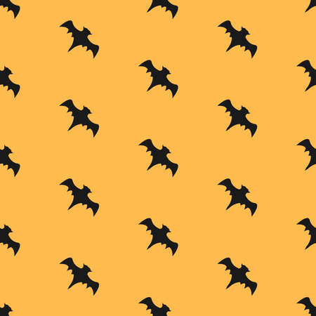 Seamless pattern with flying bats. Repeating Halloween Pattern with black silhouettes of bats.の写真素材