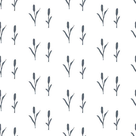 Seamless Pattern with dark silhouette of reed on white background.の写真素材
