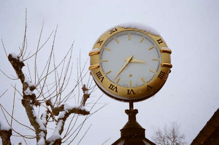 Clock at Titisee in the southern Black Forest, Baden-Württemberg, Germanyの写真素材