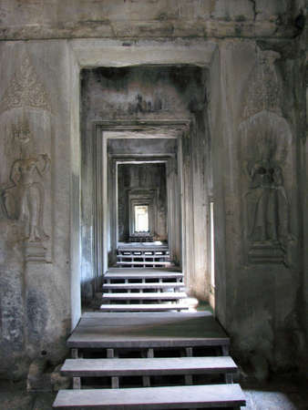 The corridor of Angkor Wat at Angkor, Cambodia の写真素材