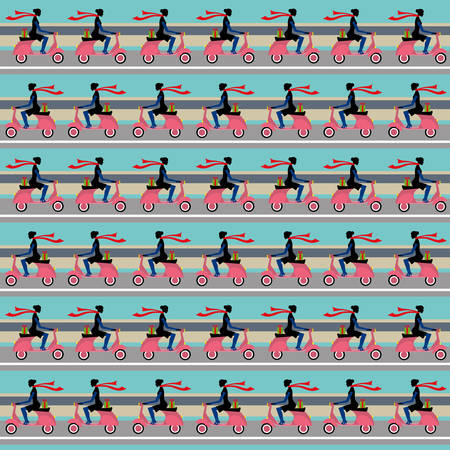 Vespa girl patternのイラスト素材