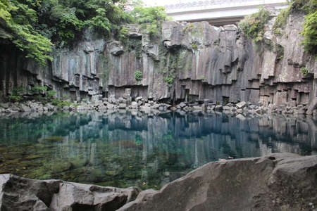 Cheonjeyeon Waterfalls in Jeju Island, South Koreaの写真素材