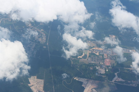 Unique clouds view from airplane window