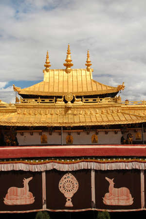 Gilded roof at Jokhang Temple in Lhasa, Tibet, Chinaのeditorial素材