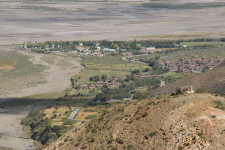 Tibetan Village in Tibet, Chinaの写真素材