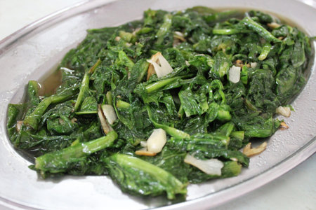 Stirfried vegetables with garlic in the restaurant of Malaysia