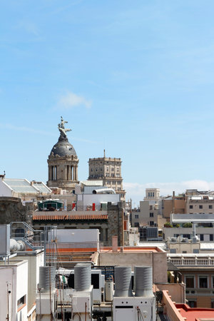 View of Barcelona from the rooftop of Casa Batllo, Spain