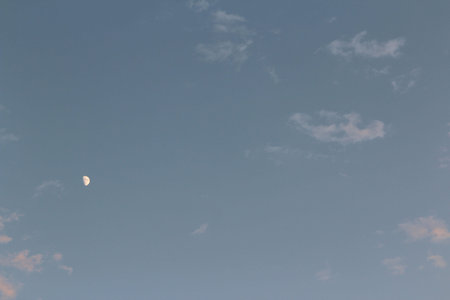 Dramatic sunset sky scene with the moon
