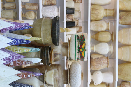 Egyptian alabaster vases and pots as souvenirs in Luxor, Egypt