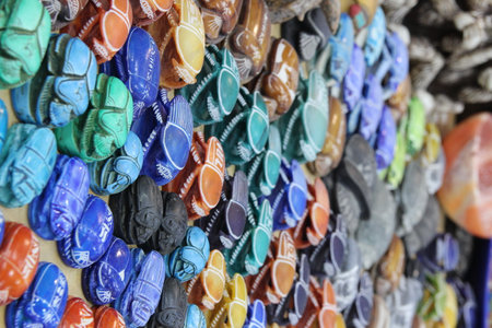 Egyptian scarab alabaster as souvenirs in Luxor, Egyptの写真素材
