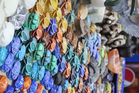 Egyptian scarab alabaster as souvenirs in Luxor, Egyptの写真素材