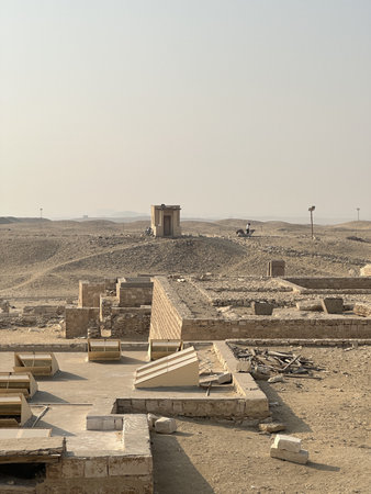 An Egyptian at Pyramid Complex of Djoser at Saqqara, Egyptの写真素材