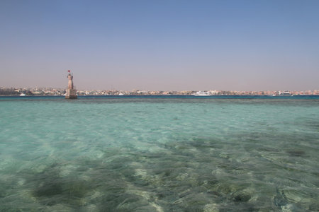 Red sea seascape on a sunny day in Hurghada, Egyptの写真素材
