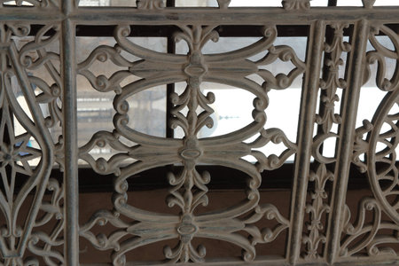 Window decorated with iron floral patterns at the Muhammad Ali Mosque, Cairo, Egypt