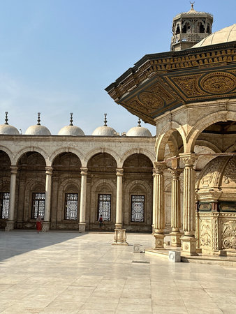 The marble ablution fountain in the courtyard of the Muhammad Ali Mosque in Cairo, Egypt
