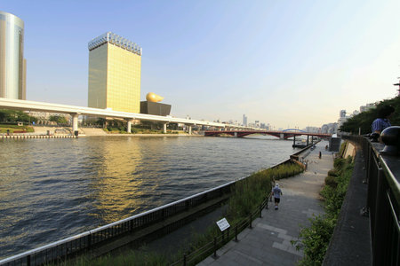 Buildings and architecture along sumida river japan