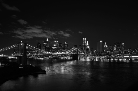 Brooklyn bridge at nightの写真素材