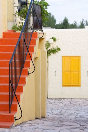colorful stairs in Balatonfuredの写真素材