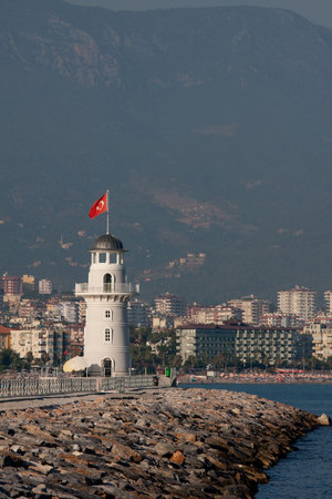 Lighthouse in port Alanya -Turkey の写真素材