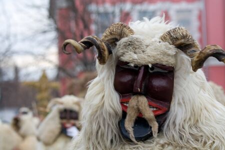 MOHACS, HUNGARY - FEBRUARY 3: Unidentified participants at the Mohacsi Busojaras Carnival February 3, 2008 in Mohacs, Hungary.のeditorial素材