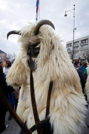 MOHACS, HUNGARY - FEBRUARY 3: Unidentified participants at the Mohacsi Busojaras (it is a carnival for spring greetings) February 3, 2008 in Mohacs, Hungary. のeditorial素材