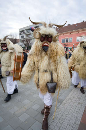 MOHACS, HUNGARY - FEBRUARY 3: Unidentified participants at the Mohacsi Busojaras (it is a carnival for spring greetings) February 3, 2008 in Mohacs, Hungary. のeditorial素材