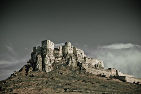 Spissky Castle, Slovakia with blie skyの写真素材