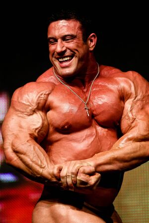 BUDAPEST - OCTOBER 27: Blair Mone NPC bodybuilder participates in Superbody bodybuilding championship as a guest poser on October 27, 2012 in Budapest, Hungaryのeditorial素材