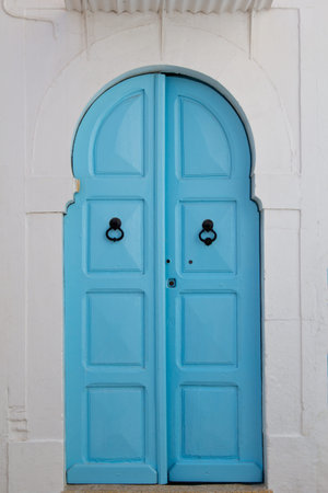 Blue old door - symbol of Tunisia