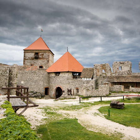 castle in Sumeg with dark cloudsのeditorial素材