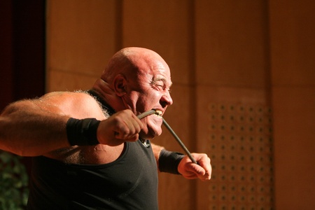 BUDAPEST, HUNGARY - MAY 19: Nick Arpad strongman participates in Superbody Kupa bodybuilding championship on May 19, 2007 in Budapest, Hungaryのeditorial素材