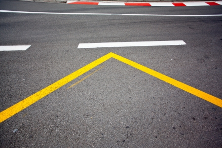 Car race asphalt and curb on Monaco Montecarlo Grand Prix street circuitの写真素材