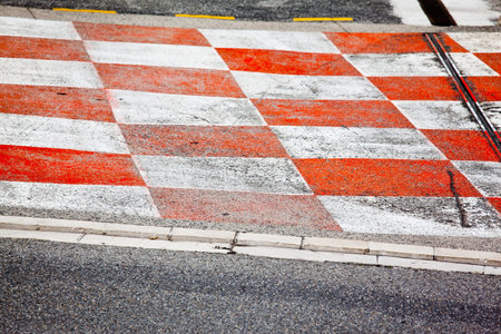 Car race asphalt and curb on Monaco Montecarlo Grand Prix street circuit