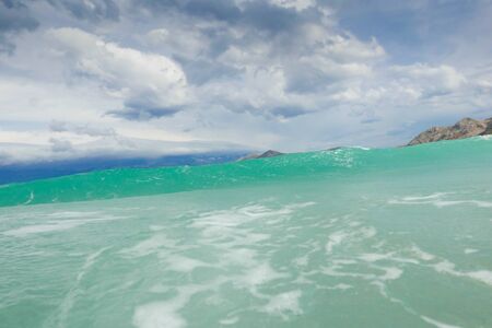 stormy adriatic sea in Baska, Croatiaの写真素材