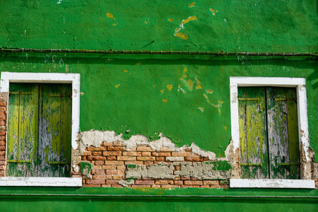 Textured background: old brick wall pattern in Burano, Italy